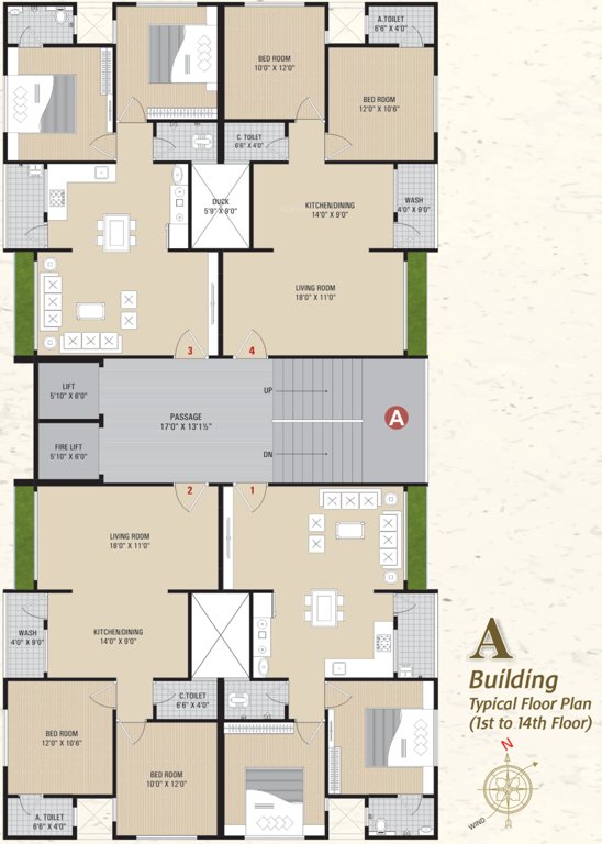 sankalp Block A Cluster Plan From 1st To 14th Floor