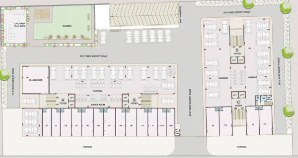  silk-valley A,B,C,D Cluster Plan For Ground Floor