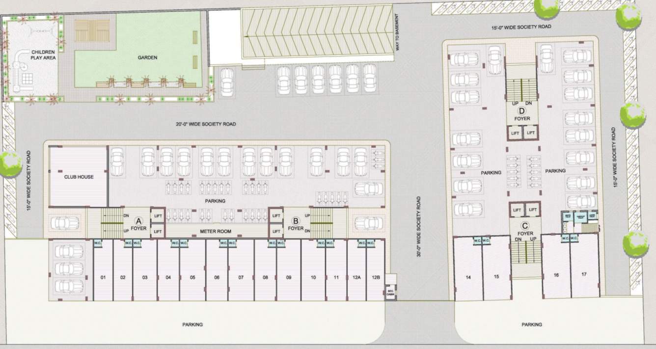 silk valley A,B,C,D Cluster Plan For Ground Floor