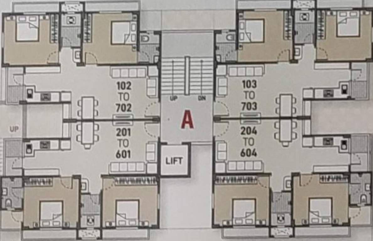  shivaan shilp Block A Cluster Plan from 1st to 7th Floor