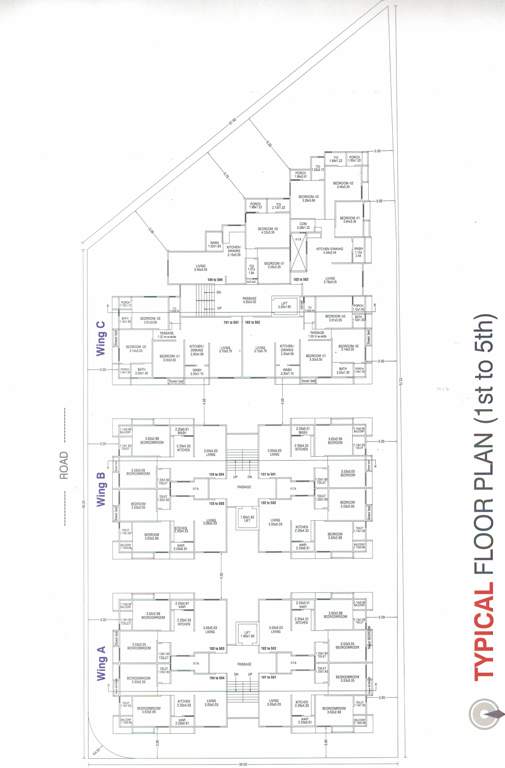 vrundavan Wing A, B & C Cluster Plan from 1st to 5th Floor