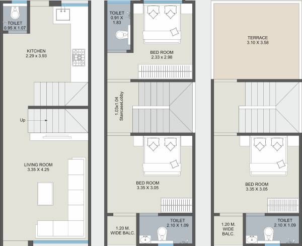  shivam-heights-triplex Cluster Plan from 1st to 3rd Floor