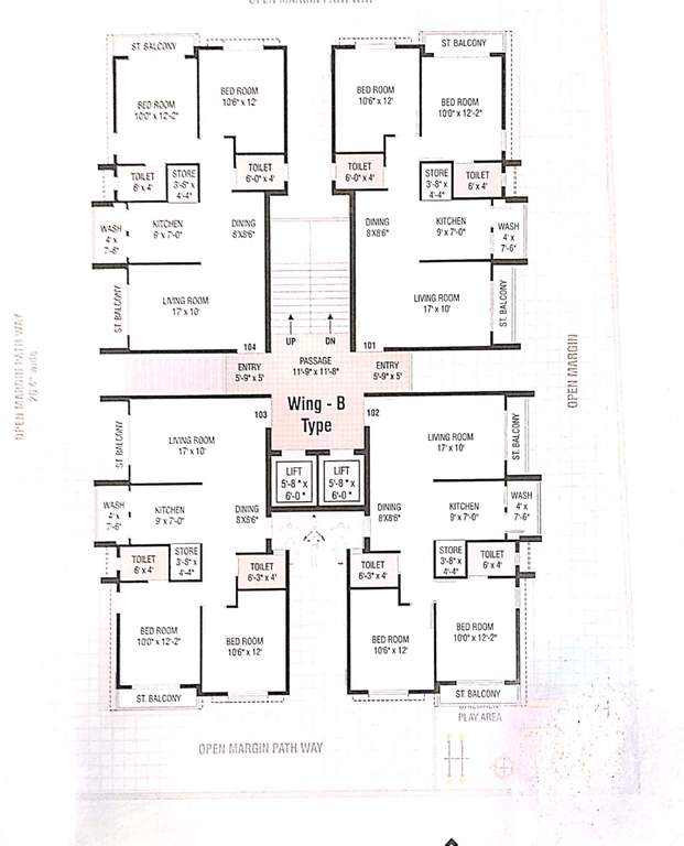  iscon heights Wing B Cluster Plan for 1st Floor