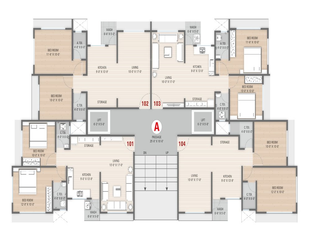  prayosha elite Tower A Cluster Plan from 1st to 12th Floor