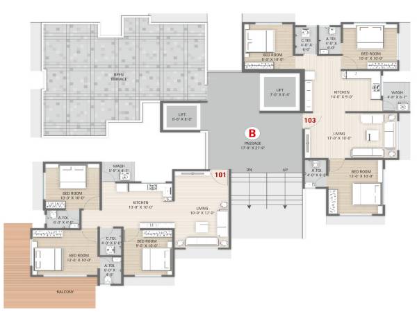  prayosha-elite Tower B Cluster Plan for 13th Floor