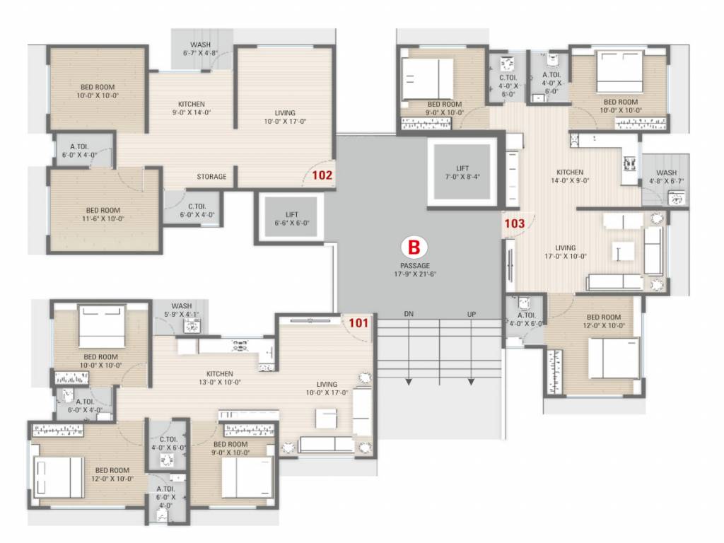  prayosha elite Tower B Cluster Plan from 1st to 12th Floor