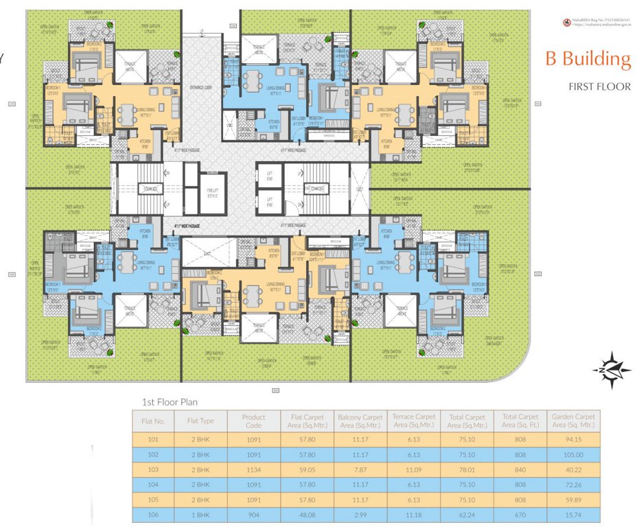  sun city ambegaon phase i B Cluster Plan For 1st Floor