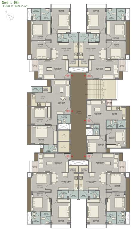  shree radha madhav residency Block A Cluster Plan From 2nd To 6th Floor