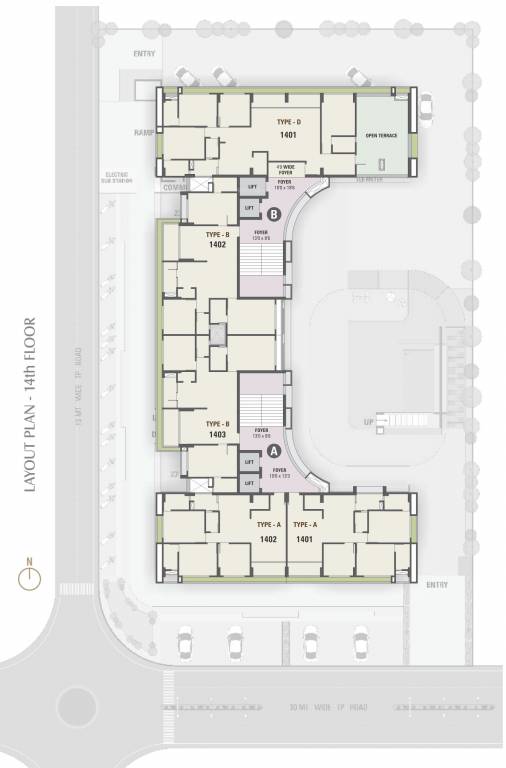  skywalk manglaam Tower A And Tower B  Cluster Plan for 14th Floor