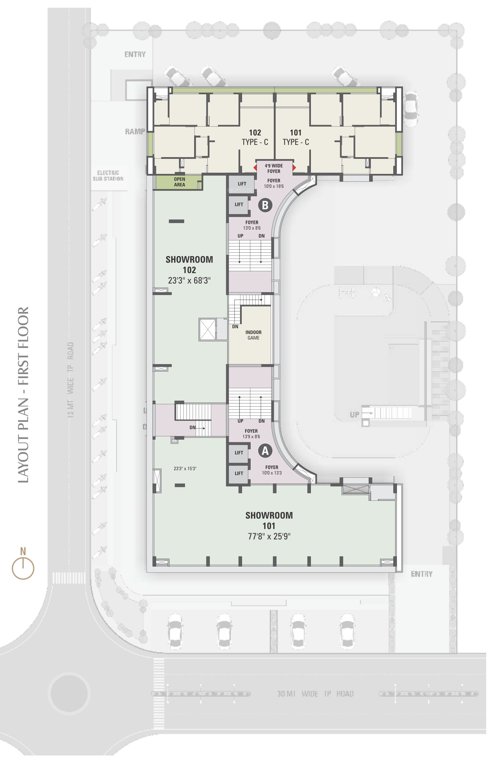  skywalk manglaam Tower A And Tower B Cluster Plan for 1st Floor