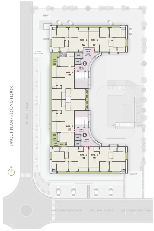  skywalk manglaam Tower A And Tower B  Cluster Plan for 2nd Floor