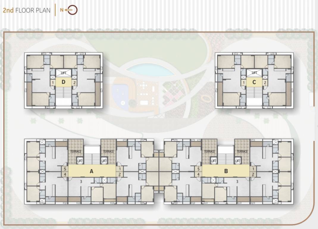 dev aalay Block A, Block B, Block C And Block D Cluster Plan for 2nd Floor