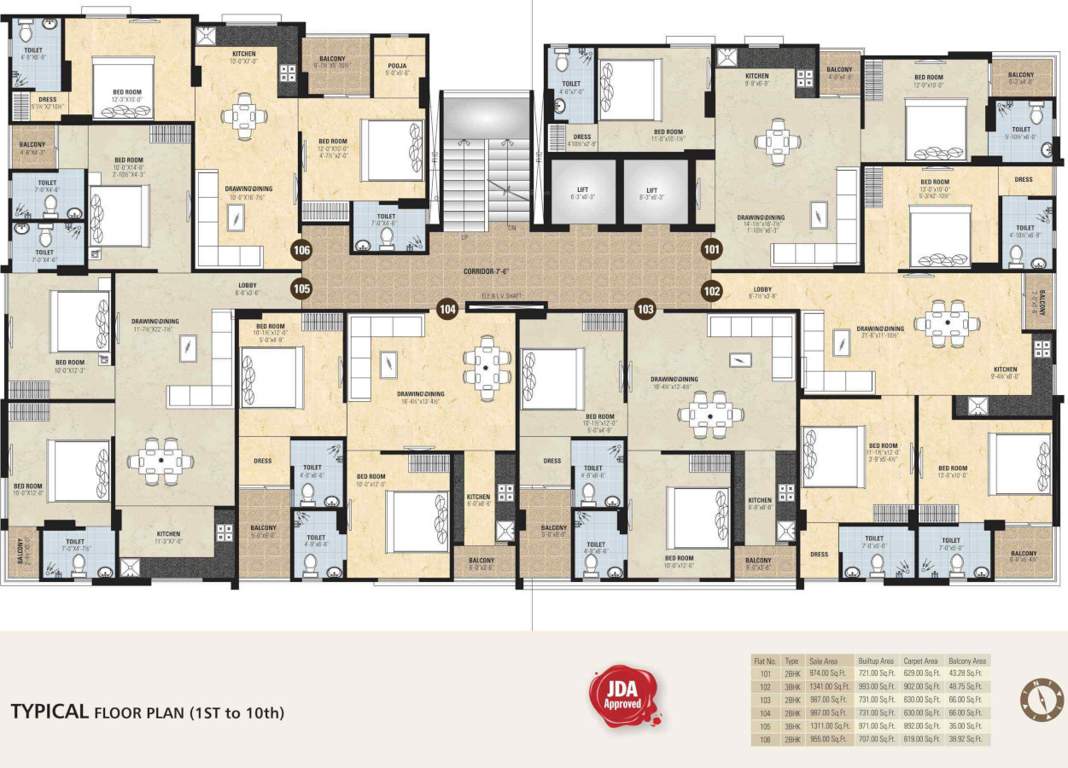  bhavyaa green zenith Bhavyaa Green Zenith Cluster Plan from 1st to 10th Floor