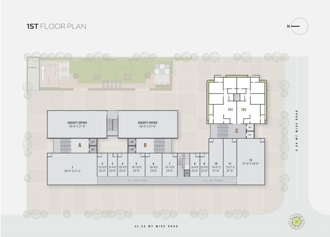  vaidehi shine Block A ,Block B And Block C Cluster Plan for 1st Floor