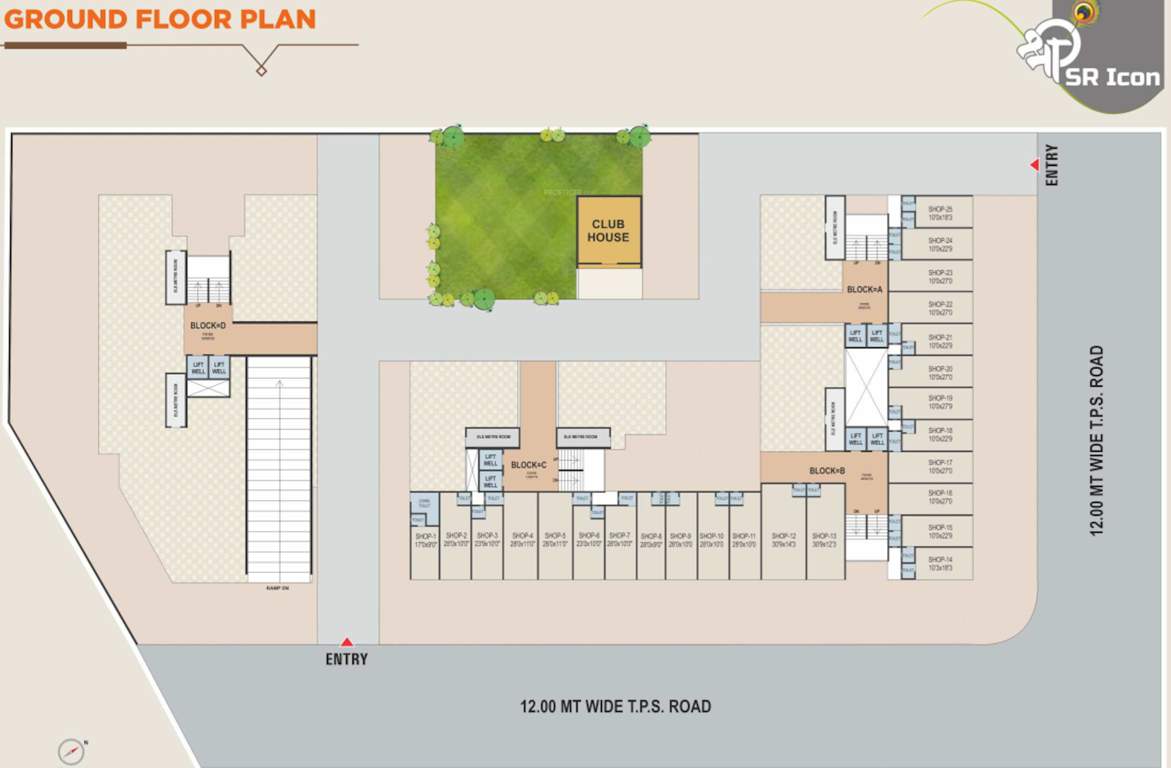  shree sr icon Block A,B,C,D Cluster Plan For Ground Floor