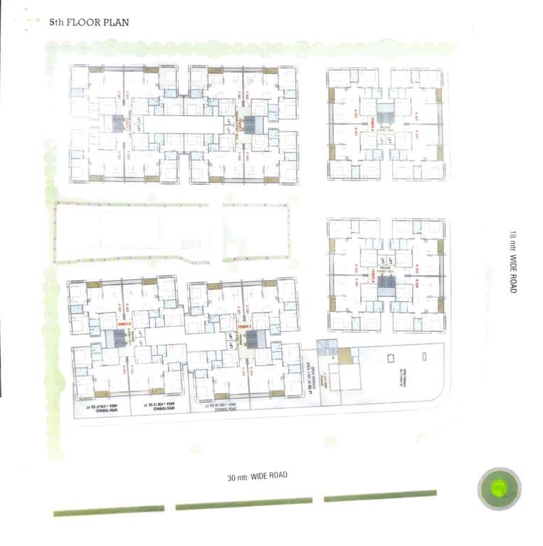 times square Tower A, B, C, D, E & F Cluster Plan for 5th Floor