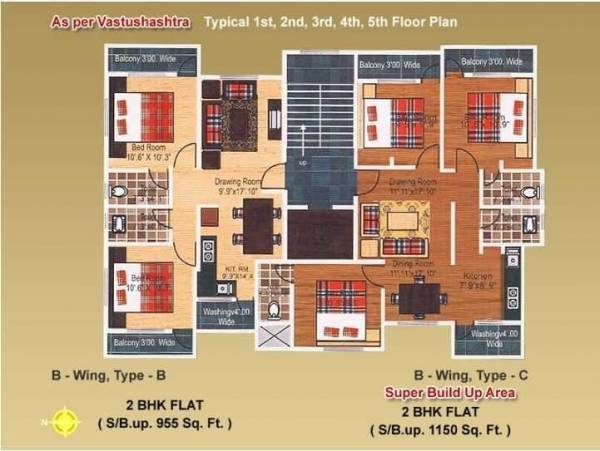  glorious-park Glorious Park Wing B Cluster Plan from 1st to 5th Floor