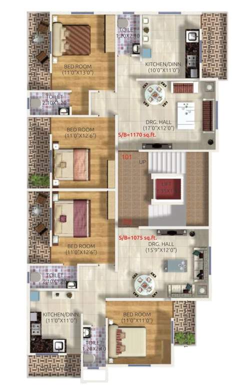  lichi residency Tower 1 Cluster Plan from 1st to 4th Floor