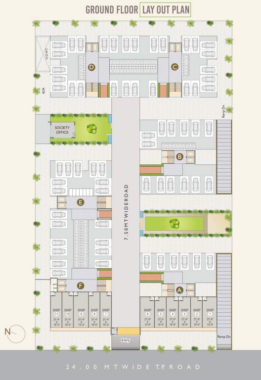  siddhi greens Block A, Block B, Block C, Block D, Block E, Block F  Cluster Plan for ground Floor