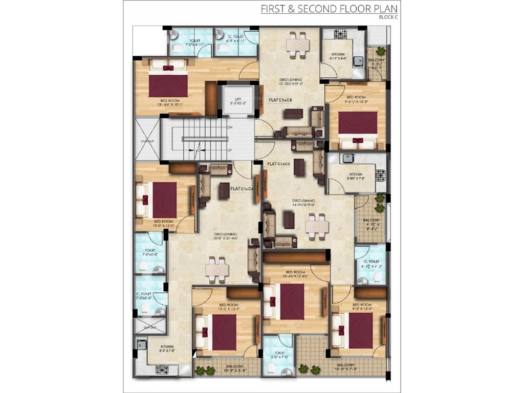  sunrise Block C Cluster Plan from 1st to 2nd Floor