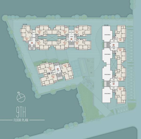  pearl-167 Block A, B, C, D & E Cluster Plan for 9th Floor