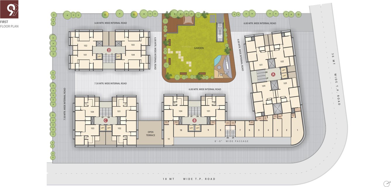  antaliya 99 Block A, B, C & D Cluster Plan for 1st Floor
