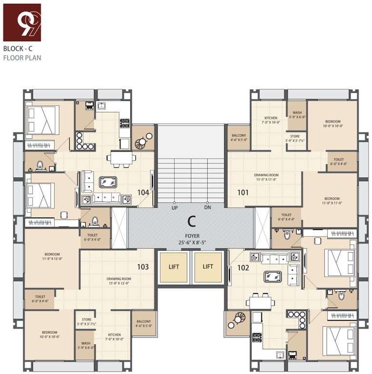  antaliya 99 Block C Cluster Plan From 1st To 11th Floor