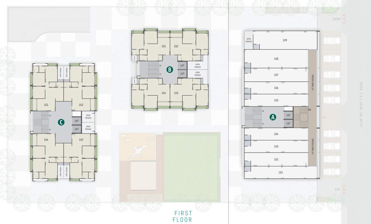  swastik greens Block A, Block B, Block C And Block D Cluster Plan for 1st Floor