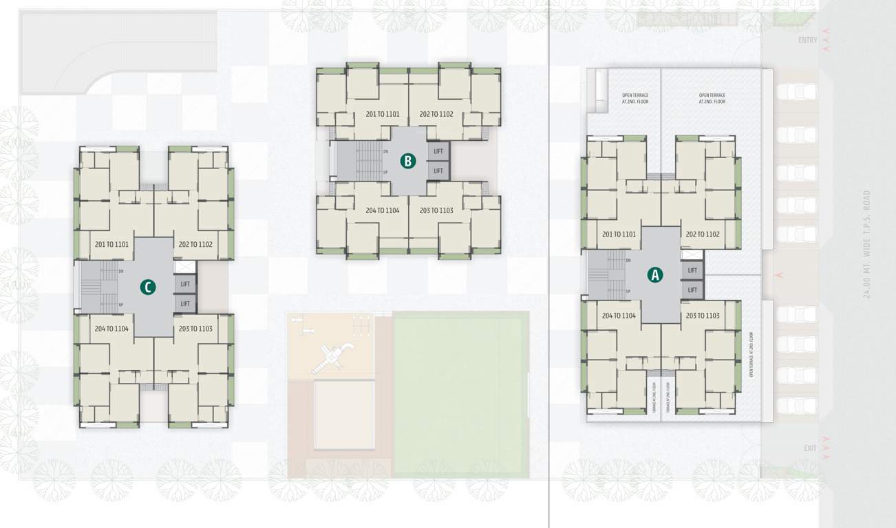  swastik greens Block A, Block B, Block C And Block D Cluster Plan from 1st to 12th Floor