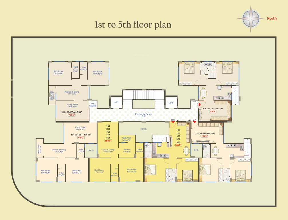  shlok heights Shlok Heights Cluster Plan from 1st to 5th Floor