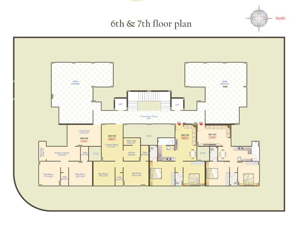  shlok heights Shlok Heights Cluster Plan from 6th to 7th Floor