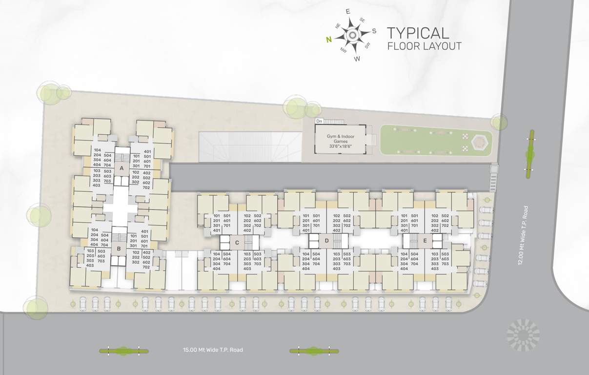  shree siddheshwar highstreet BBlock A To Block E To Cluster Plan For Typical Floor