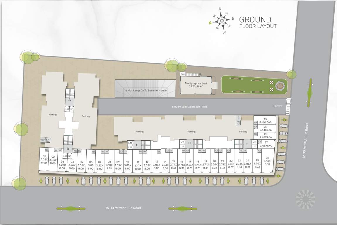  shree siddheshwar highstreet Block A To Block E To Cluster Plan For Ground Floor