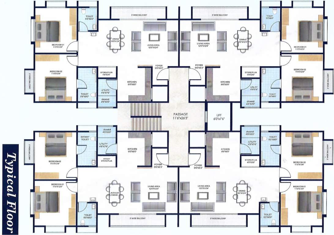 omkara planet Omkara Planet Cluster Plan From 1st To 5th Floor