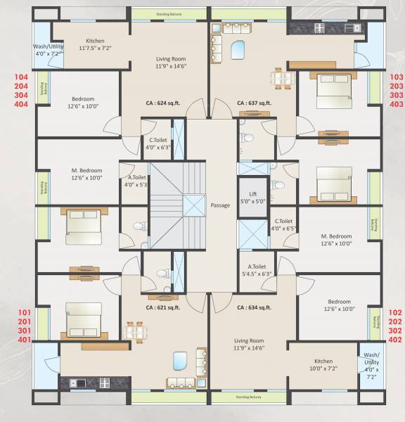  avenue Avenue Cluster Plan From 1st To 4th Floor