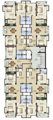  kshitiz-vihar-apartment Tower 1 Cluster Plan for Typical Floor