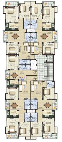  kshitiz-vihar-apartment Tower 1 Cluster Plan for Typical Floor