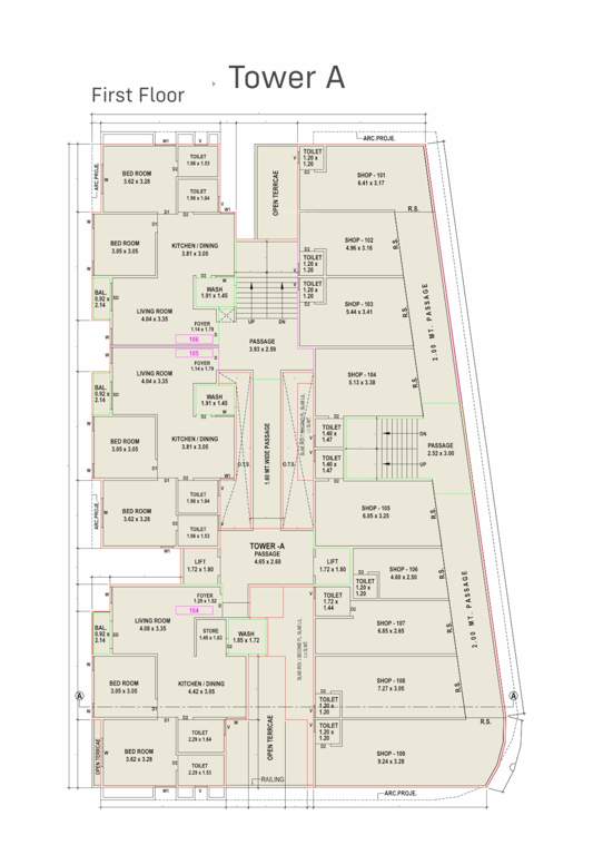  vraj residency Tower A Cluster Plan for 1st Floor