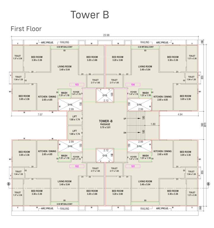  vraj residency Tower B Cluster Plan for 1st Floor