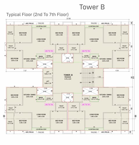  vraj-residency Tower B Cluster Plan from 2nd to 7th Floor