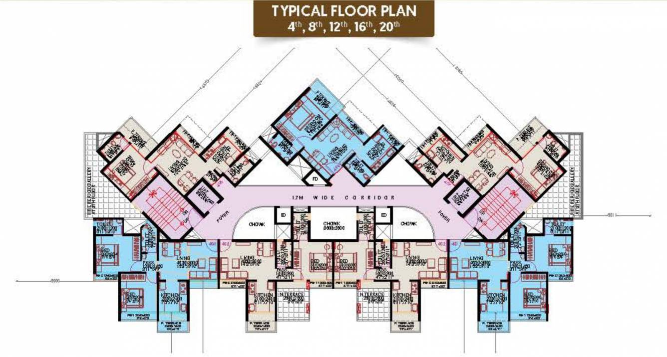  radhe mohan Radhe Mohan Cluster Plan From 4th, 8th,12th,16 To 20th Floor