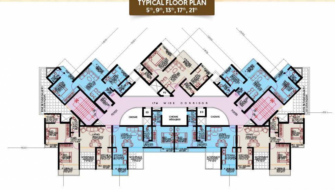  radhe mohan Radhe Mohan Cluster Plan From 5th,9th,13th, 17th To 21th Floor