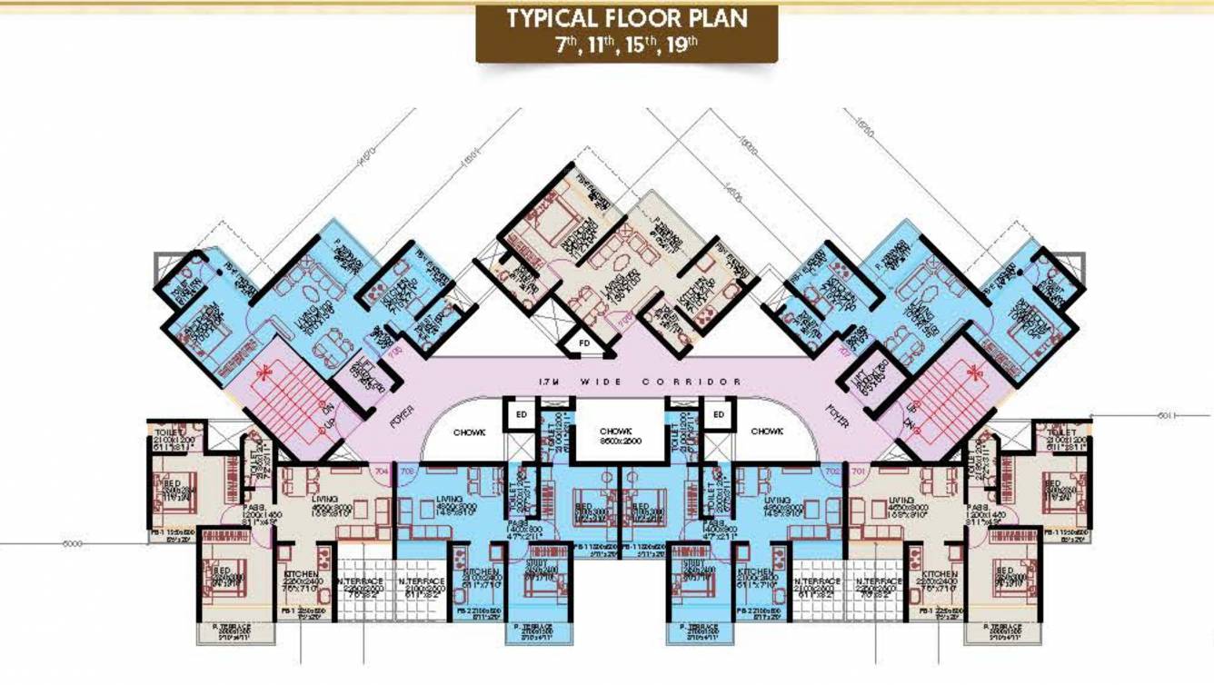  radhe mohan Radhe Mohan Cluster Plan From 7th, 11th,15th To 19th Floor
