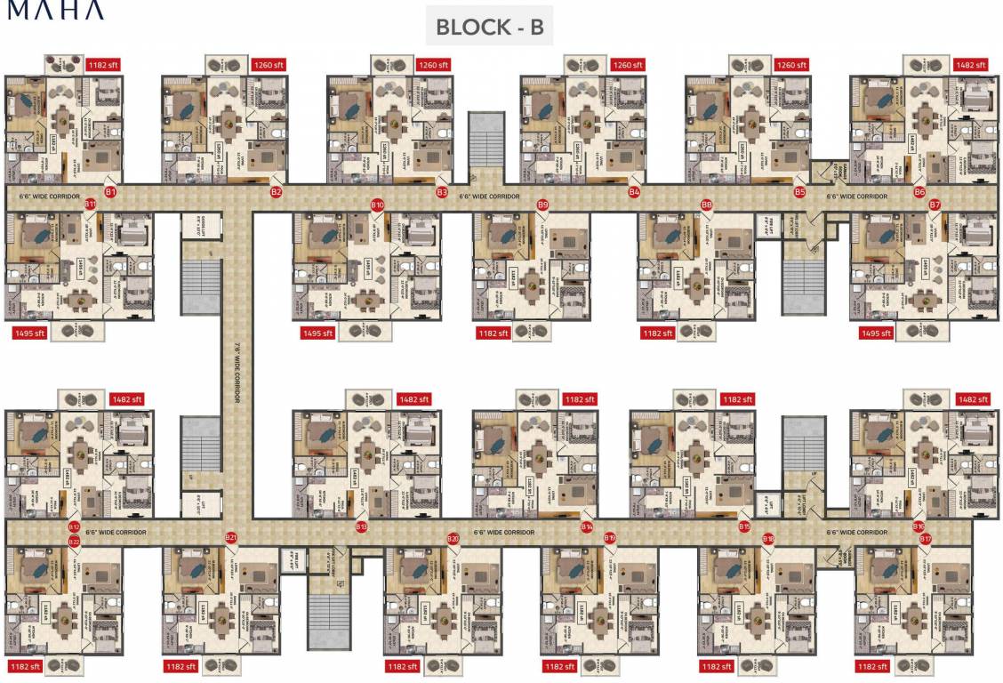  maha Block B Cluster Plan from 1st to 10th Floor