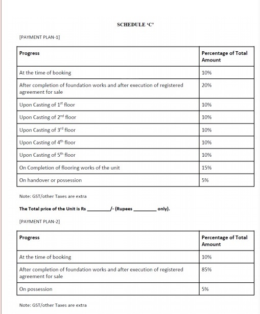 indralok-palace Construction Linked Payment (CLP) Payment Plan