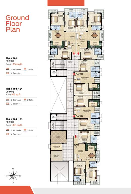  mathura girija express Tower 1 Cluster Plan for Ground Floor