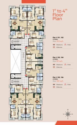  mathura-girija-express Tower 1 Cluster Plan from 1st to 4th Floor
