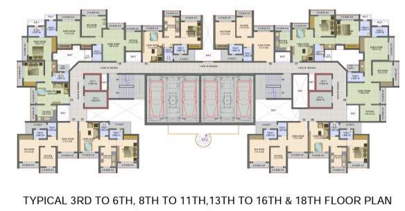  metro majestic by nakshatra builders thane Building 1 Typical Cluster Plan