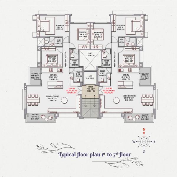  pristine Pristine Cluster Plan from 1st to 7th Floor