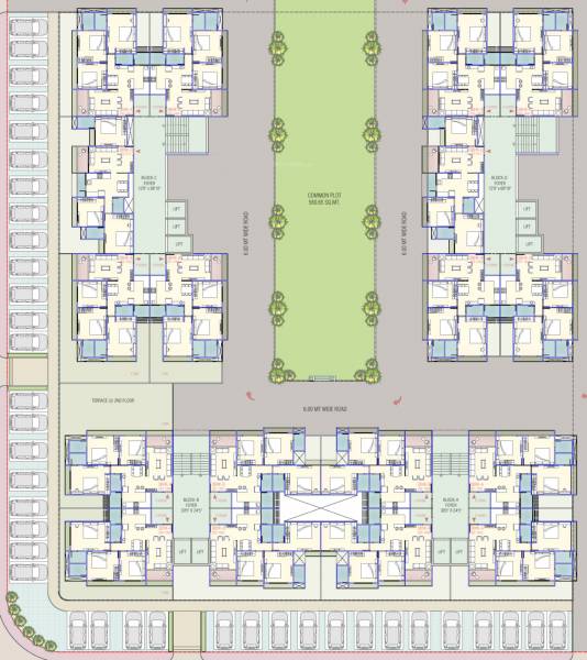  turquoise-greens Cluster Plan For Typical